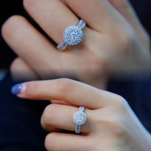Load image 1 in gallery view. Silver Plated Crystal Cubic Zirconia Rings for Engagement Wedding for Women