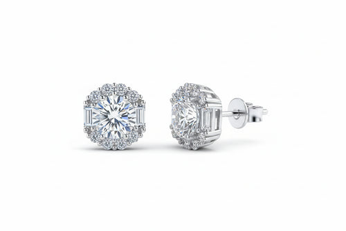 Load image 1 in gallery view. Moissanite Diamond 1ct Stud Earrings 925 Sterling Silver Round Brilliant Cut