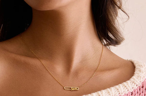 Load image 1 in gallery view. White Rhinestone Crystal Love Letter Pendant Necklace Children Women