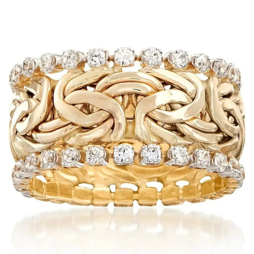 Load image 1 in gallery view. Winding Twist Design Round Cubic Zirconia Wide Ring