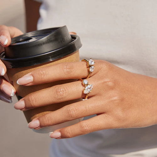Load image 1 in gallery view. 18K Gold Plated White Zirconia Multi Style Rings