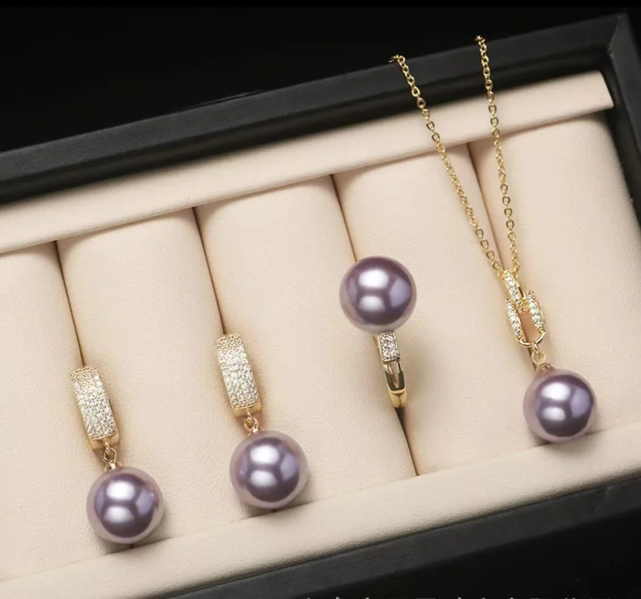 Elegant Shell Pearl Set Gold Plated Zircon Necklace Earrings for Bridal 3 pices set