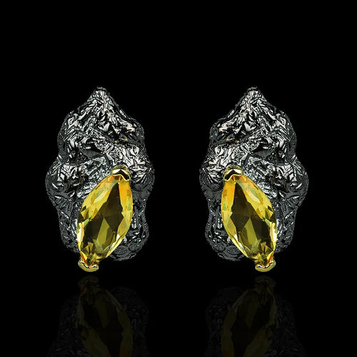 Load image 1 in gallery view. Antique Black Gold Retro Stud Princess Cut Zircon Earrings for Anniversary