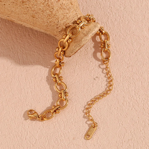 Load image 1 in gallery view. Charm Chain Bracelet for Girls Geometric Zircon Stainless Steel with 18K Gold Plated