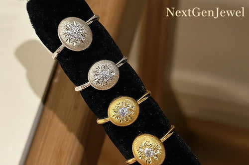 Load image 1 in gallery view. 18K Gold Plated Luxury Gold Brushed Snowflake Zircon Ring | Elegant Women’s Jewelry