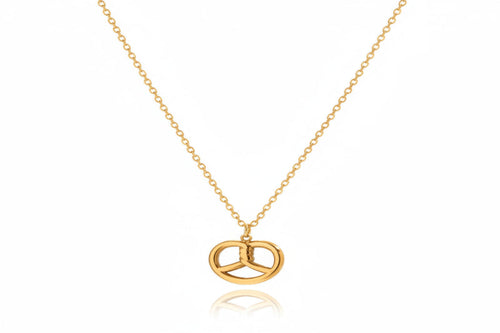 Load image 1 in gallery view. 18K Gold Plated Stainless Steel Necklace Fun Food Croissant Pretzel Heart Pendant Necklace