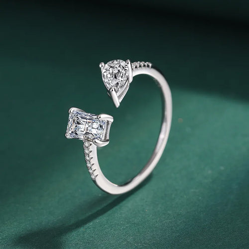 Load image 1 in gallery view. 925 Sterling Silver Adjustable Rhodium Plated Zircon Ring