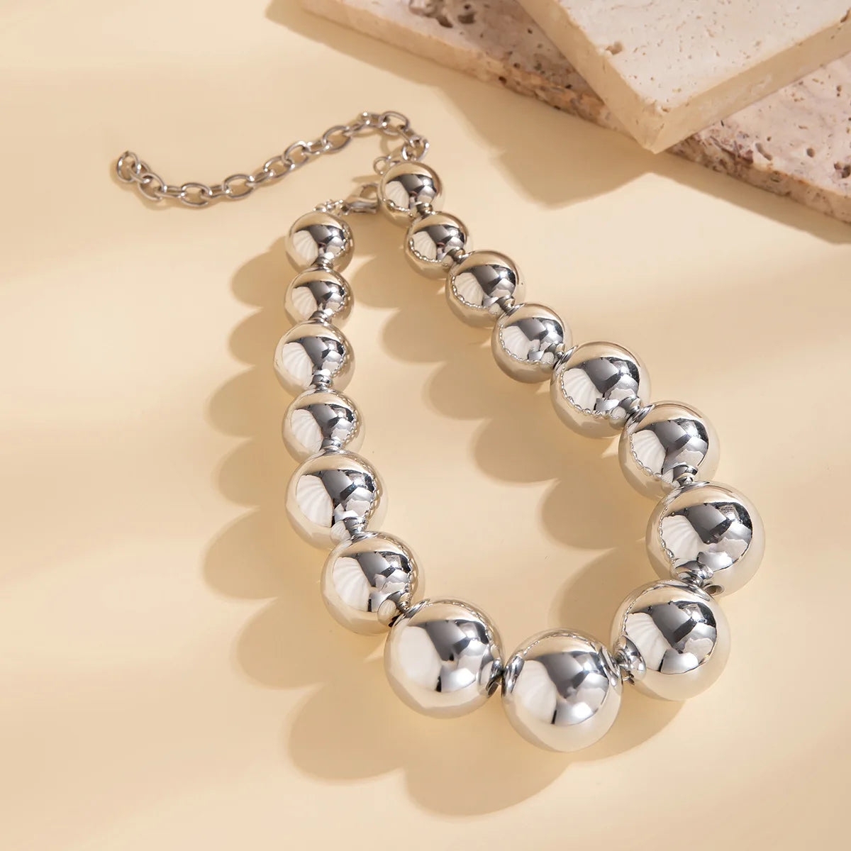 Big Beaded Punk Collar Geometric Type Clavicle Chain Gold/Silver Necklace
