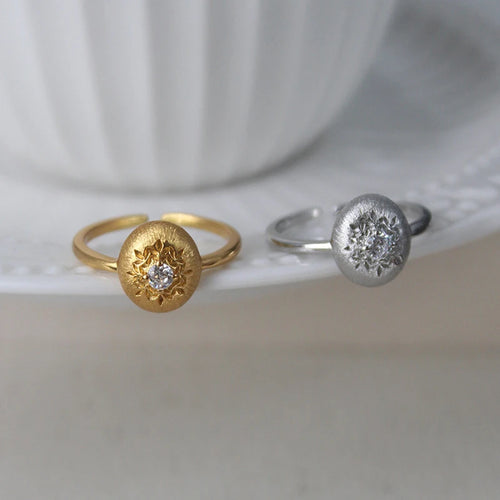 Load image 1 in gallery view. 18K Gold Plated Luxury Gold Brushed Snowflake Zircon Ring | Elegant Women’s Jewelry