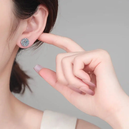 Load image 1 in gallery view. Luxury 925 Sterling Silver Jewelry 2ct Moissanite  Diamond Earrings
