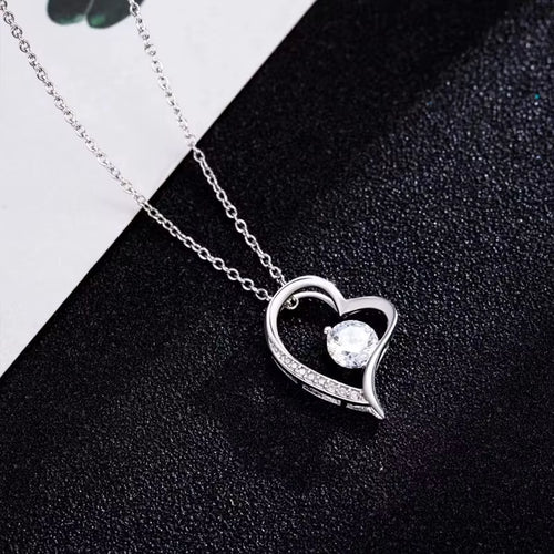 Load image 1 in gallery view. Minimalist 14K Gold Plated Diamond Necklace Love Heart Pendant