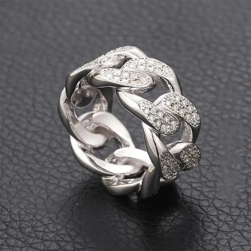 Load image 1 in gallery view. Silver Plated Zircon Band Rings Full Paved Dazzling