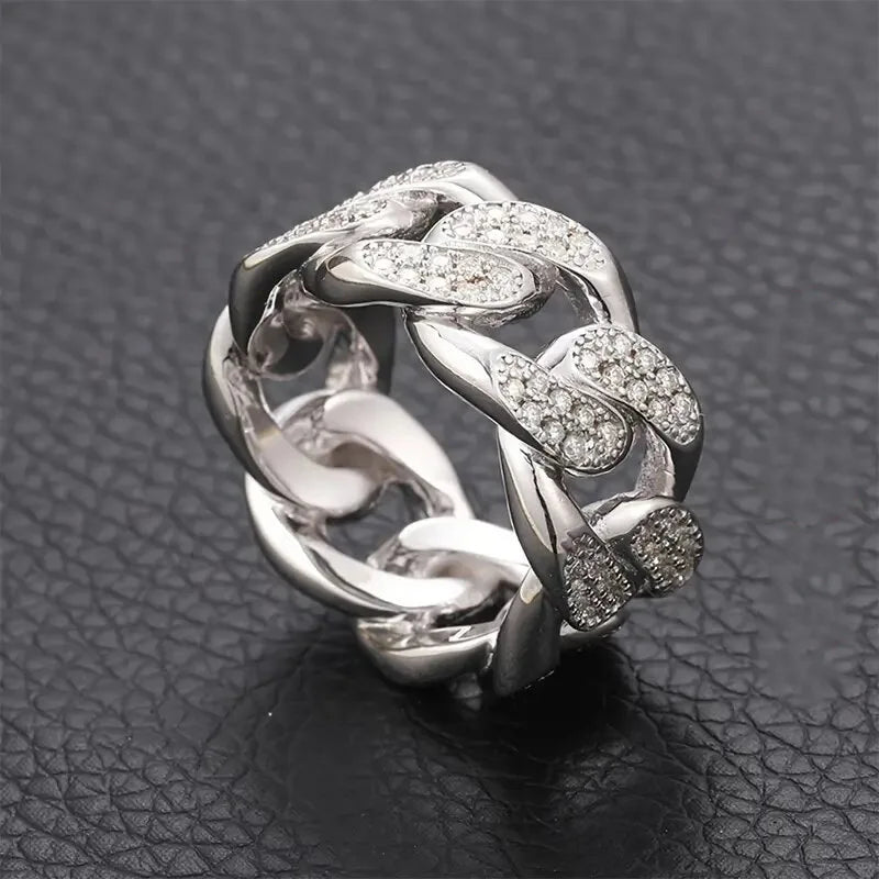 Silver Plated Zircon Band Rings Full Paved Dazzling
