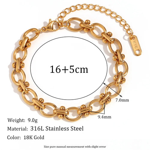 Load image 1 in gallery view. Charm Chain Bracelet for Girls Geometric Zircon Stainless Steel with 18K Gold Plated