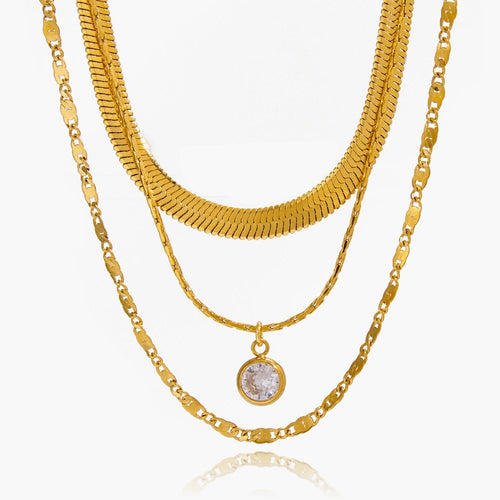 Load image 1 in gallery view. Three Layers Flat Snake Knife Shape String Chain Necklace