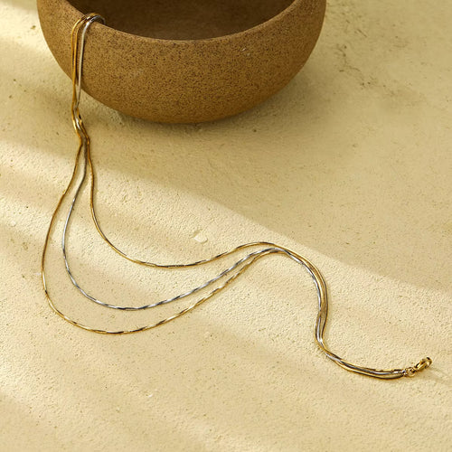 Load image 1 in gallery view. The 18K Gold Plated Stainless Steel Layered Snake Chain Necklace