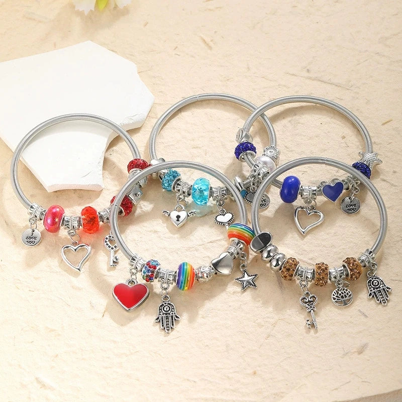 Jewelry Pan Family Style Elephant Peach Heart Tree Pendant Bracelets for Festival Gift