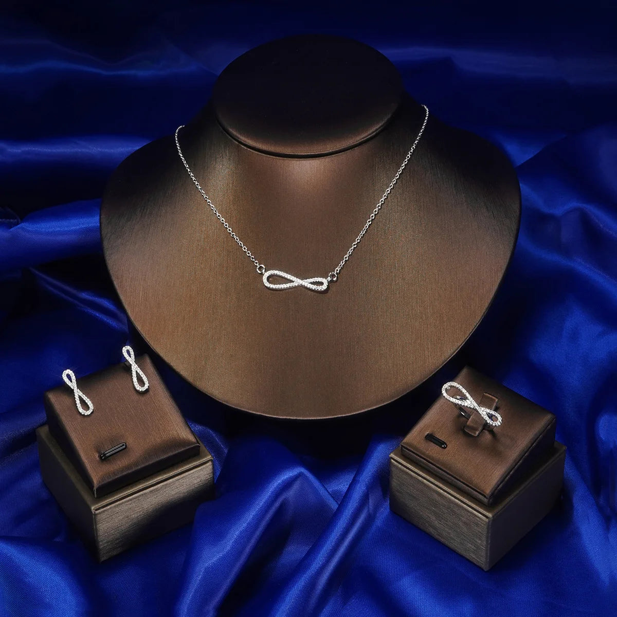 Platinum Plated Zircon Necklace Set for Women
