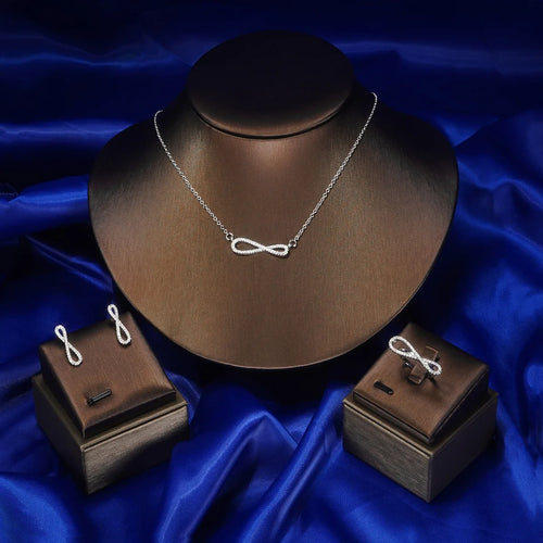 Load image 1 in gallery view. Platinum Plated Zircon Necklace Set for Women