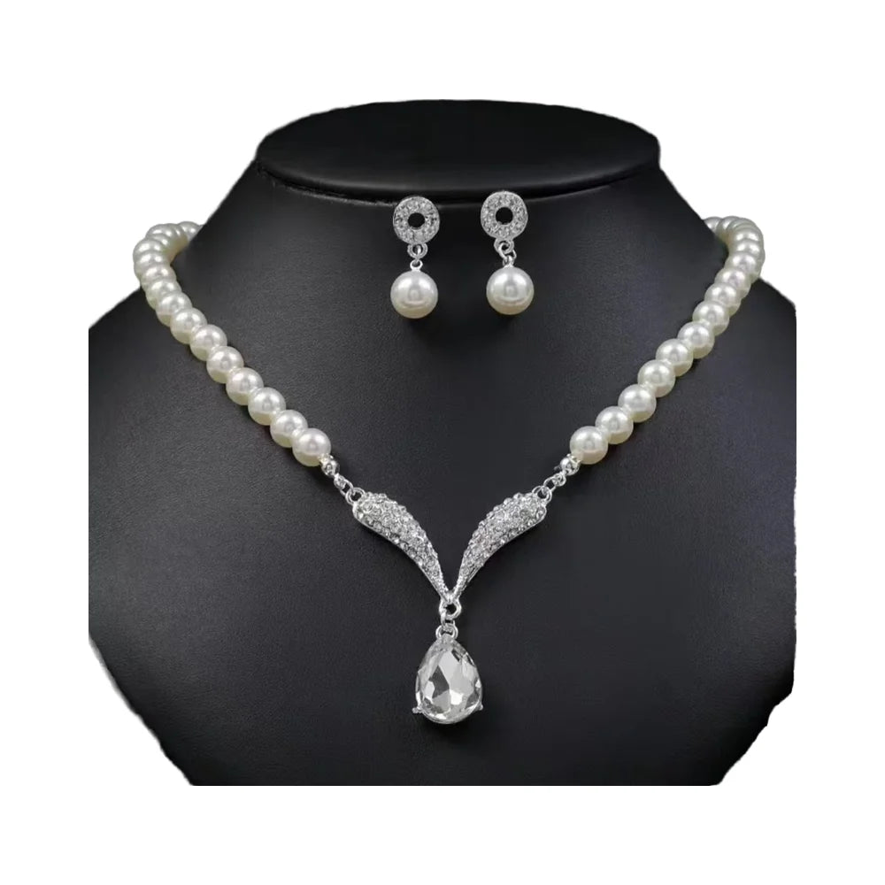 2pc Pearl Necklace and Earring set for Women Party