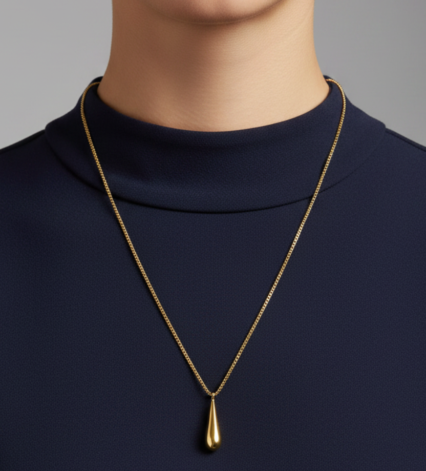 Gold Plated Water Drop Pendant Anti-Tarnish Trendy Minimalist Dainty Necklaces for Women