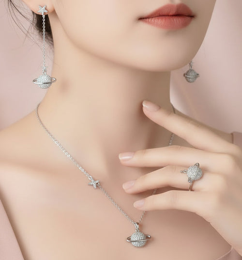 Load image 1 in gallery view. Fashion Jewelry Star Shape Shine Zircon Jewelry Set Brass Platinum Plated