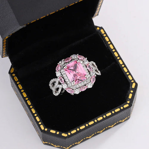 Load image 1 in gallery view. Pink Yellow White Cubic Zircon Oxide Artistic Gift Party Ring