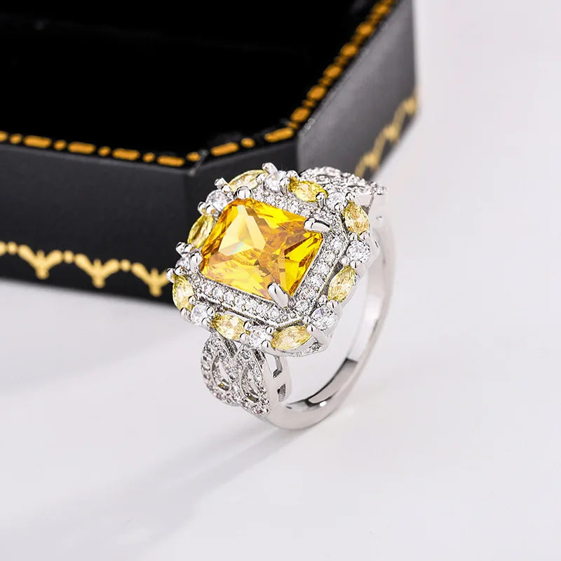 Pink Yellow White Cubic Zircon Oxide Artistic Gift Party Ring