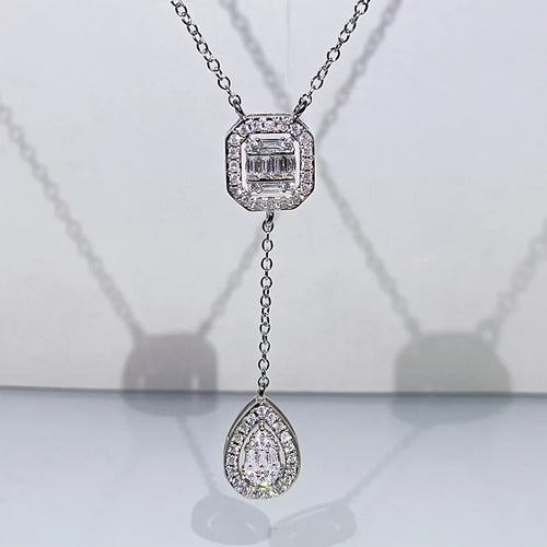 Load image 1 in gallery view. Zircon Platinum Plated Jewelry Set Necklace, Earrings and Ring