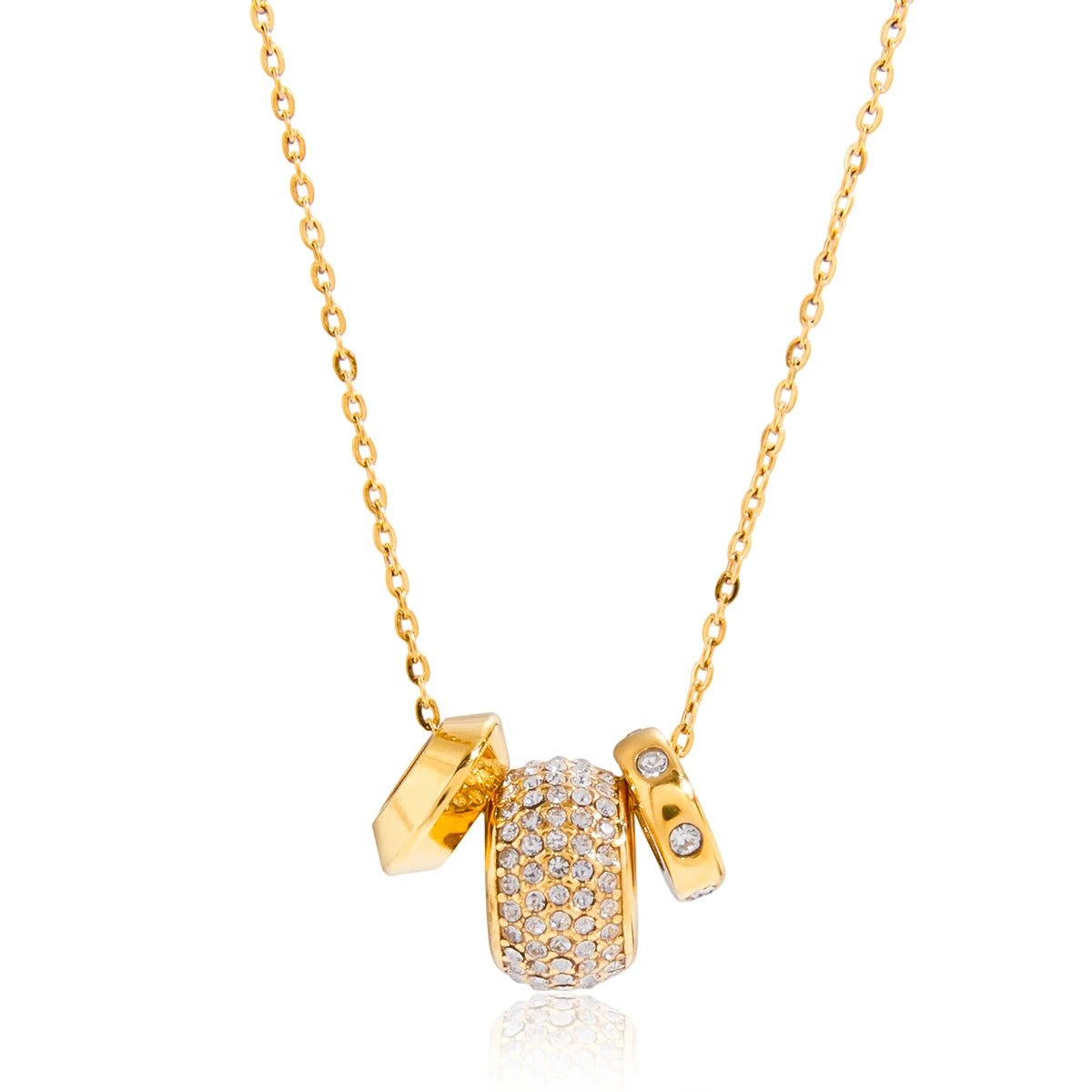 18K Gold Plated Rhinestone Smooth Spacer Beads Pendant