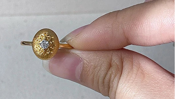 18K Gold Plated Luxury Gold Brushed Snowflake Zircon Ring | Elegant Women’s Jewelry
