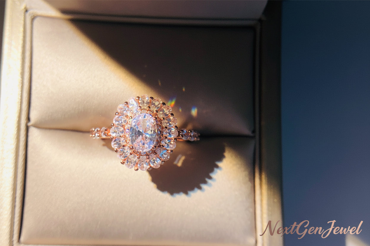 Women Fashionable Oval 3A Zircon Rose Gold Plated Ring