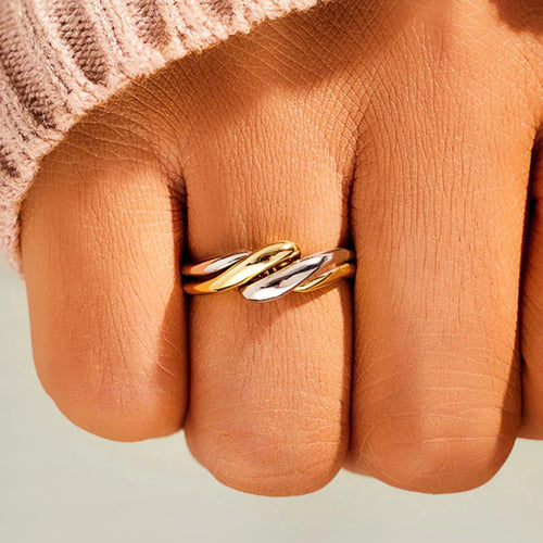 Load image 1 in gallery view. Classic Style Twist Design Silver/Gold Plated Rings