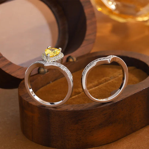 Load image 1 in gallery view. High-End Fashionable Teardrop Ring Set Full ZC V-Shaped with Platinum Plating