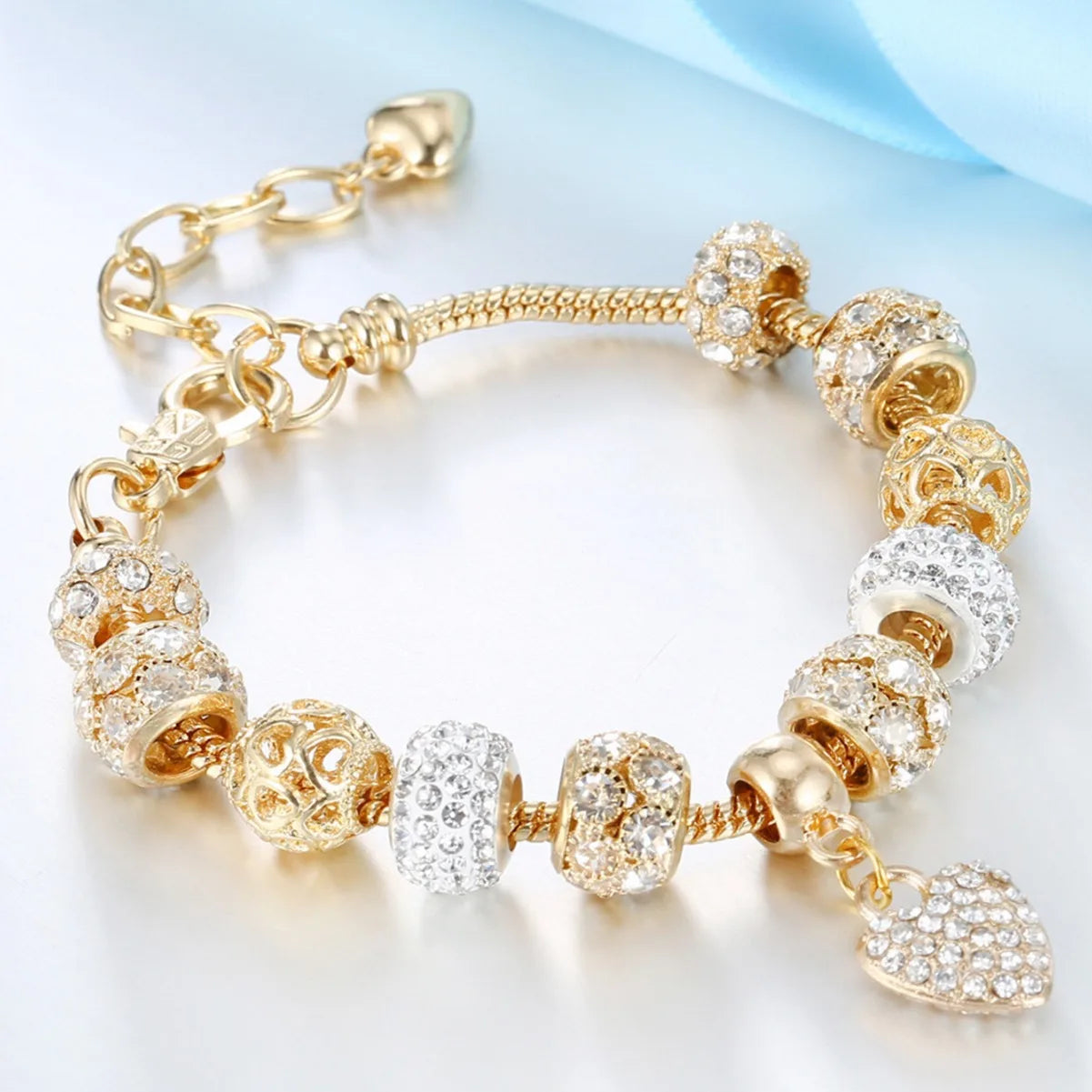 18k Rose Gold Plated Bangles Jewelry Handmade Female Beaded Bracelets for Kids and Woman
