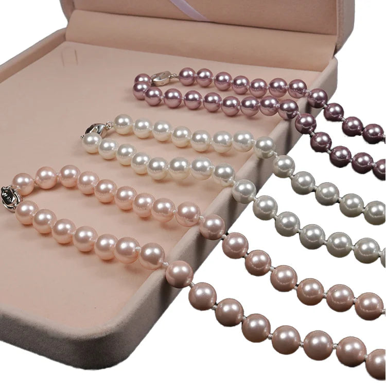 Silver Shell Pearl Choker Necklace 10mm For Women Children