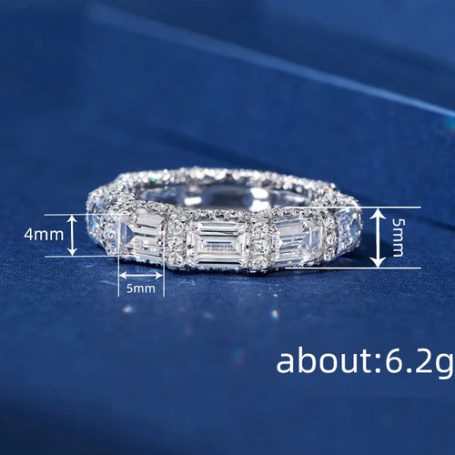Load image 1 in gallery view. Princess Cut Sparkling Silver Plated Crystal Zircon Eternity Band Rings for Women