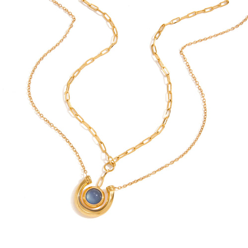 Load image 1 in gallery view. U Shape Round Moon Pendant, Necklace, Earring