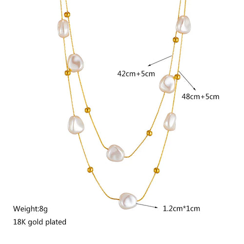 Load image 1 in gallery view. Double Layered Simulated Baroque Floating Multiple Pearl Necklace