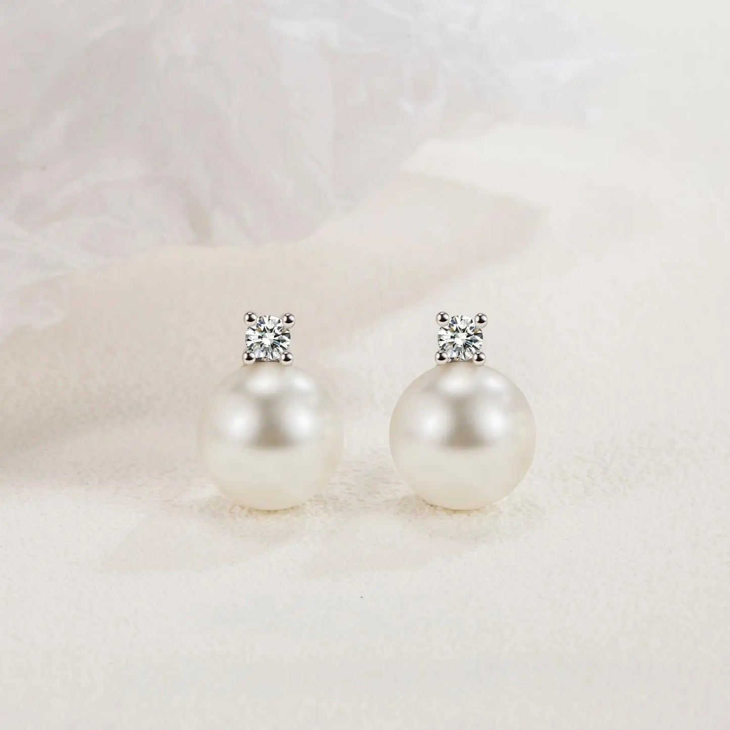 Freshwater Shell Pearl Stud Earrings, Cubic Zircon, 925 Sterling Silver Post Earrings