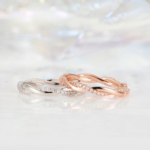 Load image 1 in gallery view. Oval Cut Twisted Rope Engagement Wedding Bands