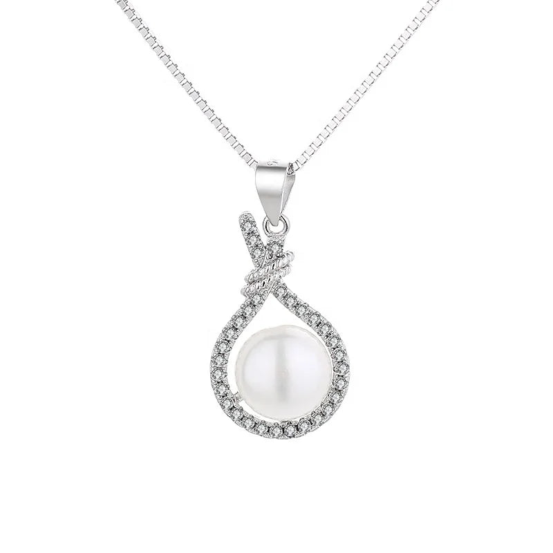 Freshwater Pearl Necklace 925 Sterling Silver Pendant Necklace