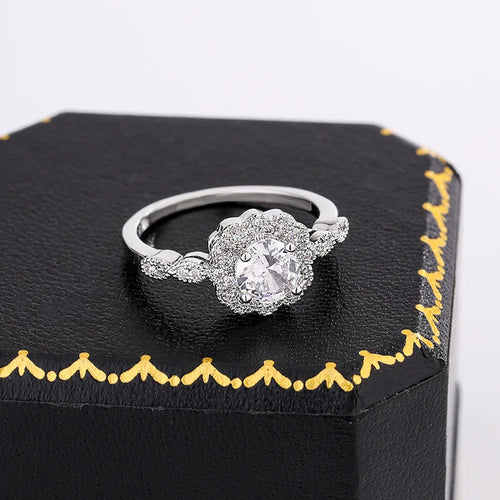 Load image 1 in gallery view. Platinum Plated Shine 3A Zircon Rings