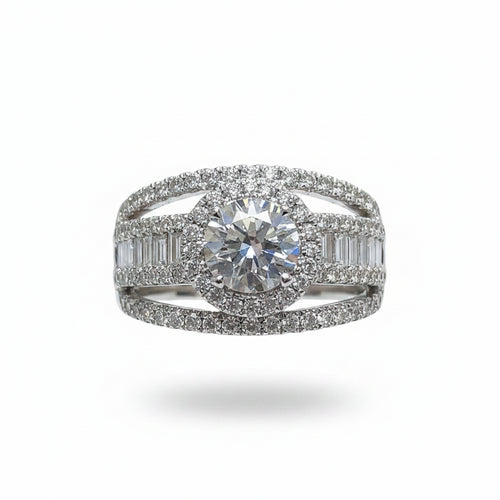 Load image 1 in gallery view. Rhodium Plated Round Imitated Diamond Wedding Rings for Women
