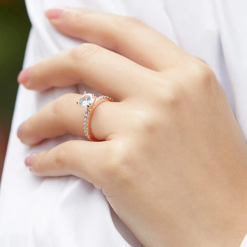 Load image 1 in gallery view. 925 Sterling Ring Full Diamond Rhinestone Cubic Zircon Rings Set