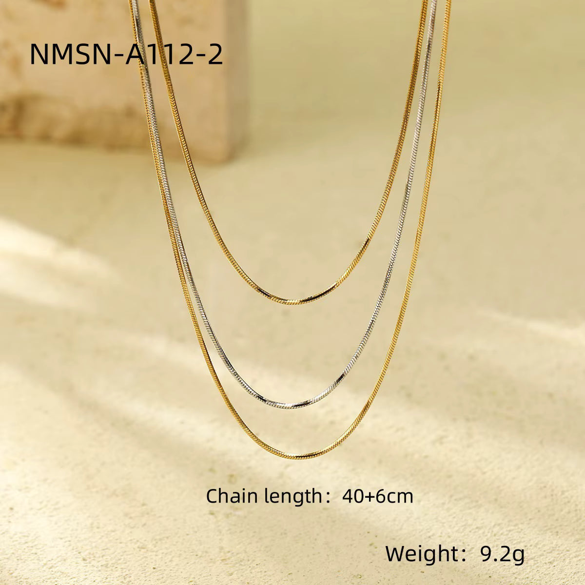 The 18K Gold Plated Stainless Steel Layered Snake Chain Necklace