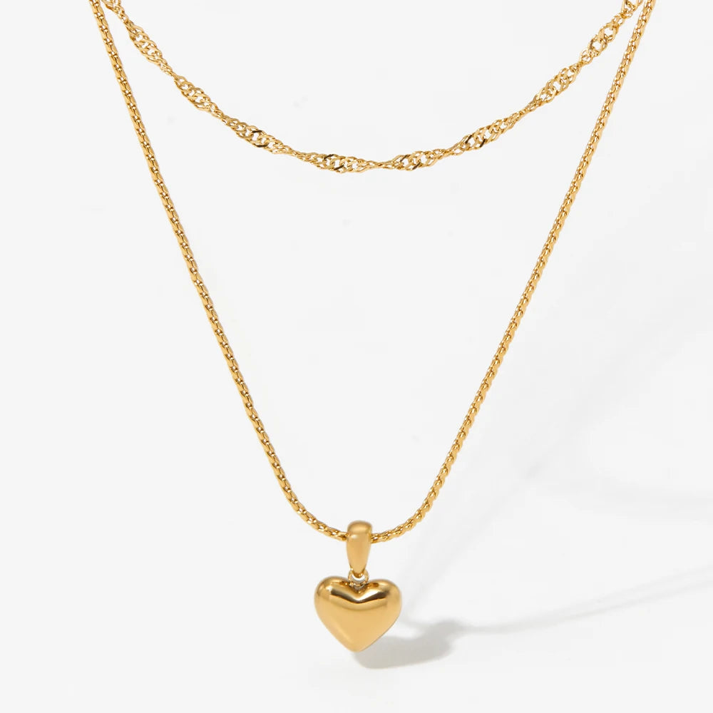 Gold Plated Hypoallergenic Heart Pendant  Necklaces for Women Kids Children