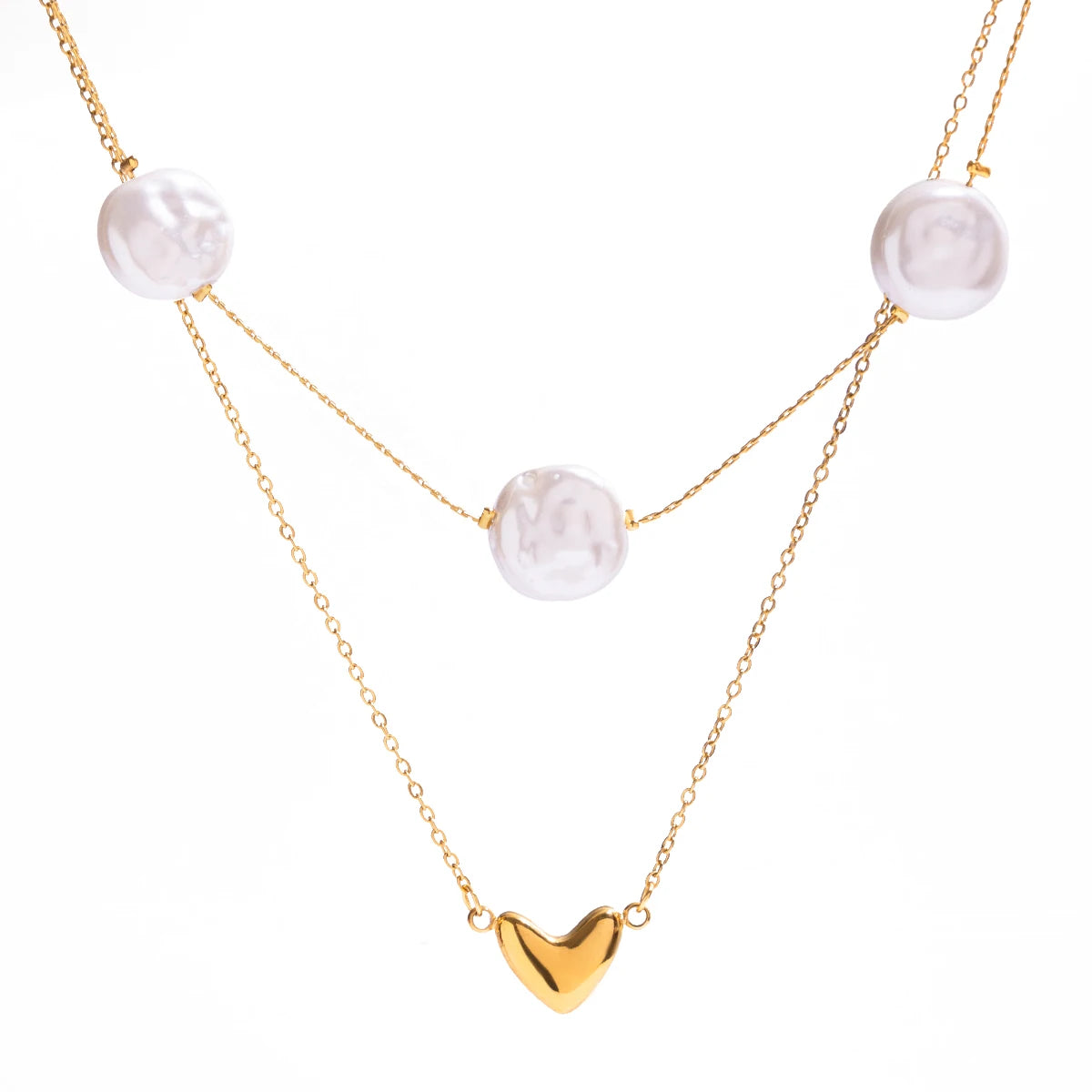 Pearl Heart 2pcs Pendant Necklace