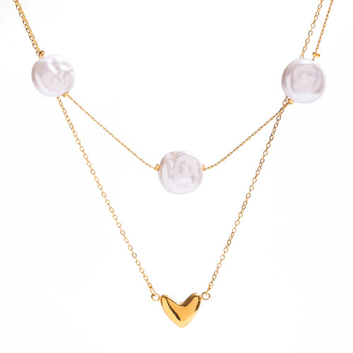 Load image 1 in gallery view. Pearl Heart 2pcs Pendant Necklace