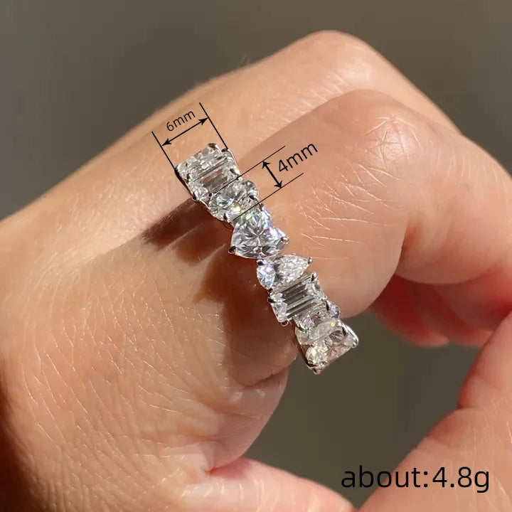 Silver Plated Multi Shaped Design Sparkling Crystal Zircon Bridal Engagement Wedding Rings